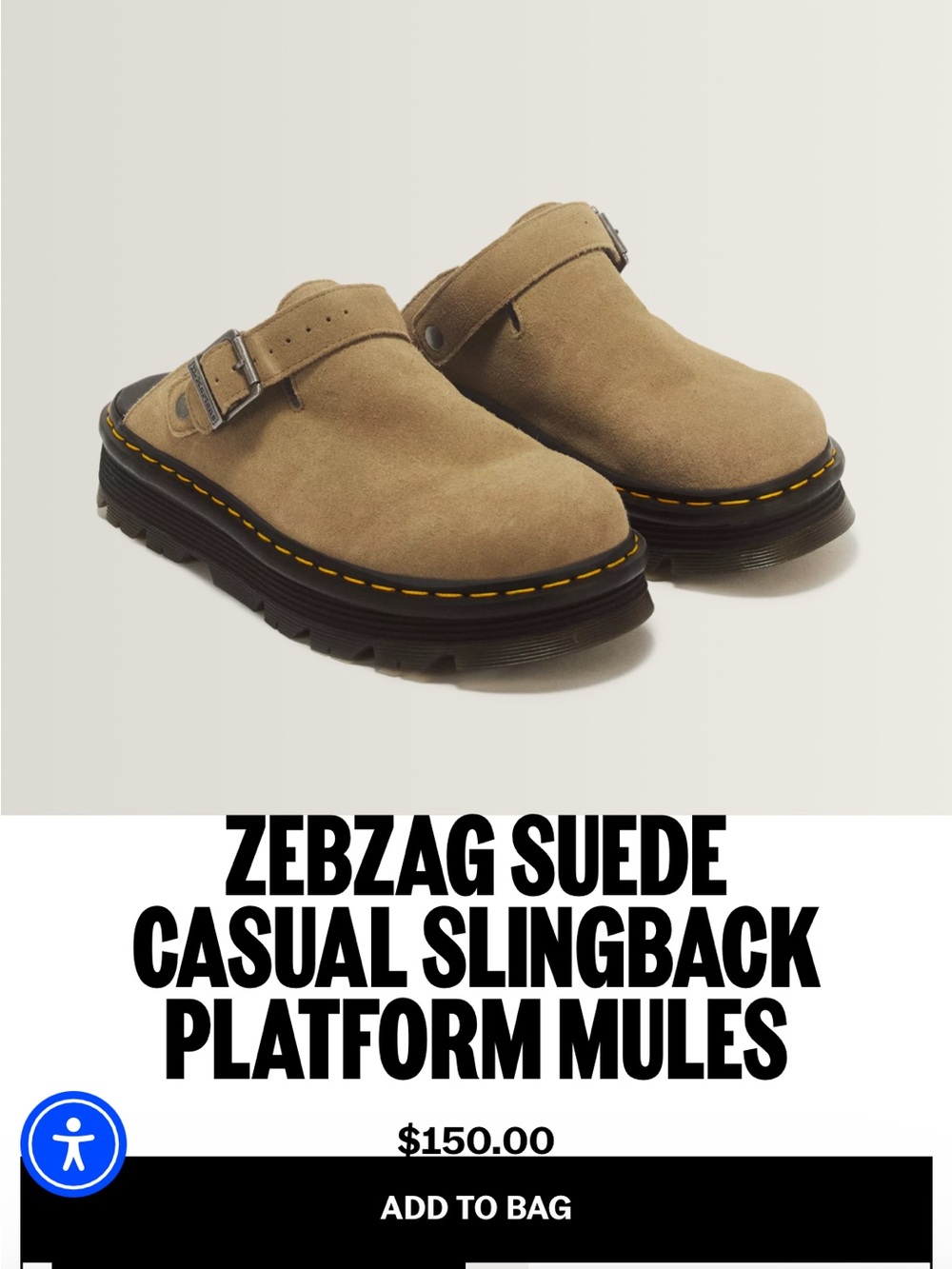 Dr Martens Suede Casual Slingback Platform Mules - Tan